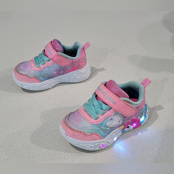 Skechers Pink and Blue Light-Up Sneakers with Velcro Closure - Picture 3 of 7